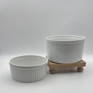 Pillivuyt Pleated  White Ribbed Porcelain Souffles‎ Lot of 2